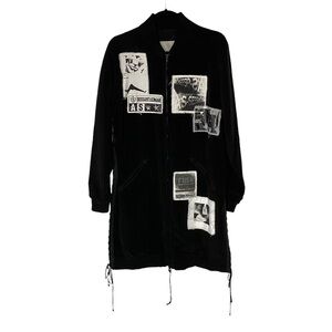 AS65 Alessandro Squarzi One of A Kind Long Black Patchwork Jacket Italian Large